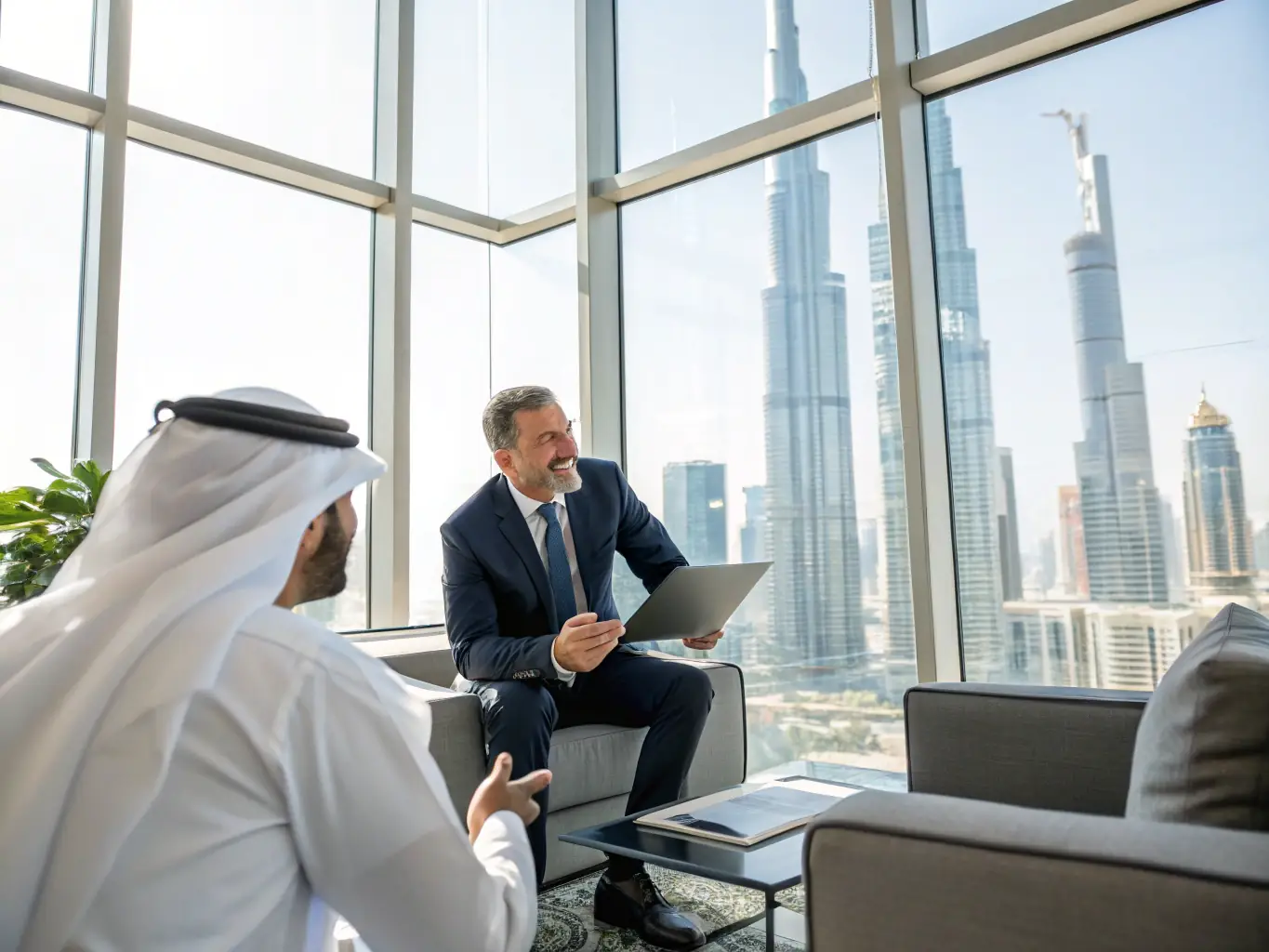 A real estate professional presenting a webinar to an engaged audience of Dubai realtors, sharing valuable insights and strategies.